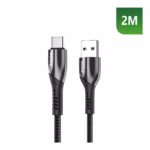 Rixus extra versterkte USB-A naar USB-C Kabel 2 Meter ZWART