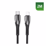 Rixus extra versterkte USB-C naar Lightning Kabel 2 Meter ZWART